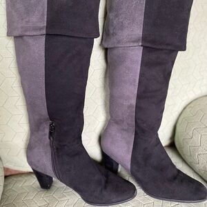 Dress Barn Black and Gray Heeled Boots